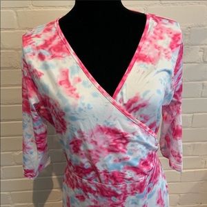 Women’s Large pink/blue/white maxi dress